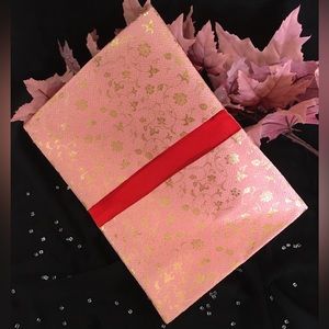 Fabric Book Sleeve/ Cover With Pink And Gold Flower Print